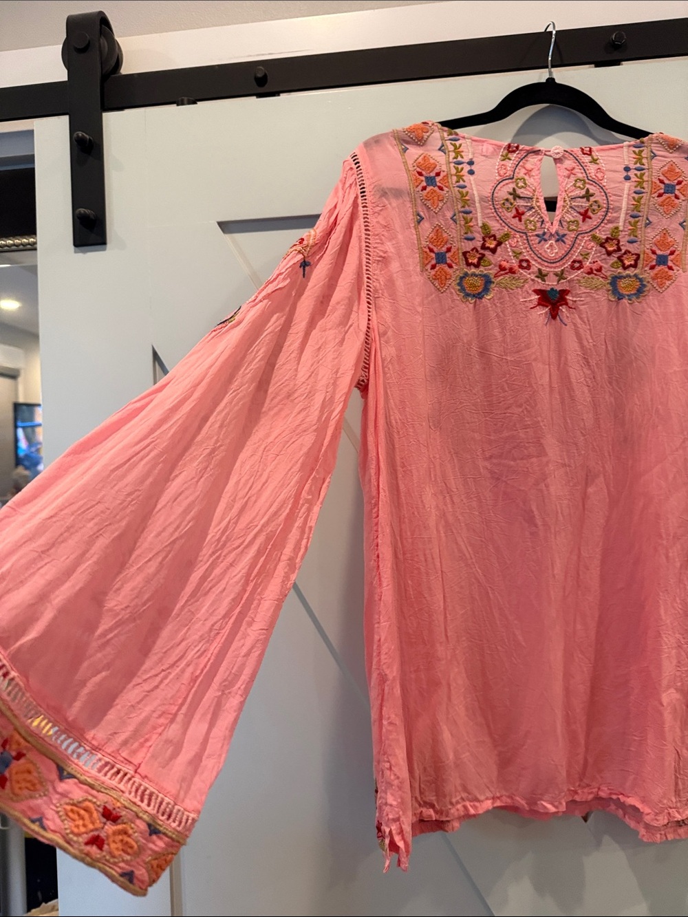 Johnny Was Pink Embroidered Floral Tunic - Picture 8 of 9